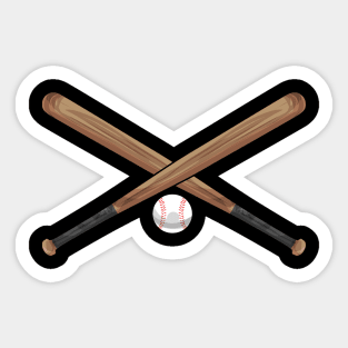 Crossed Baseball Bat With Baseball Below Sticker